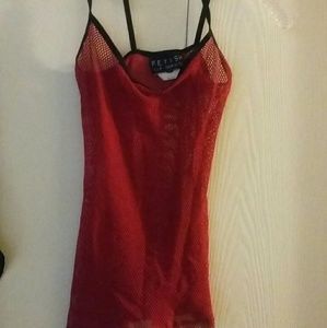 Vintage Lip Service Blood Red Cross Fishnet Top